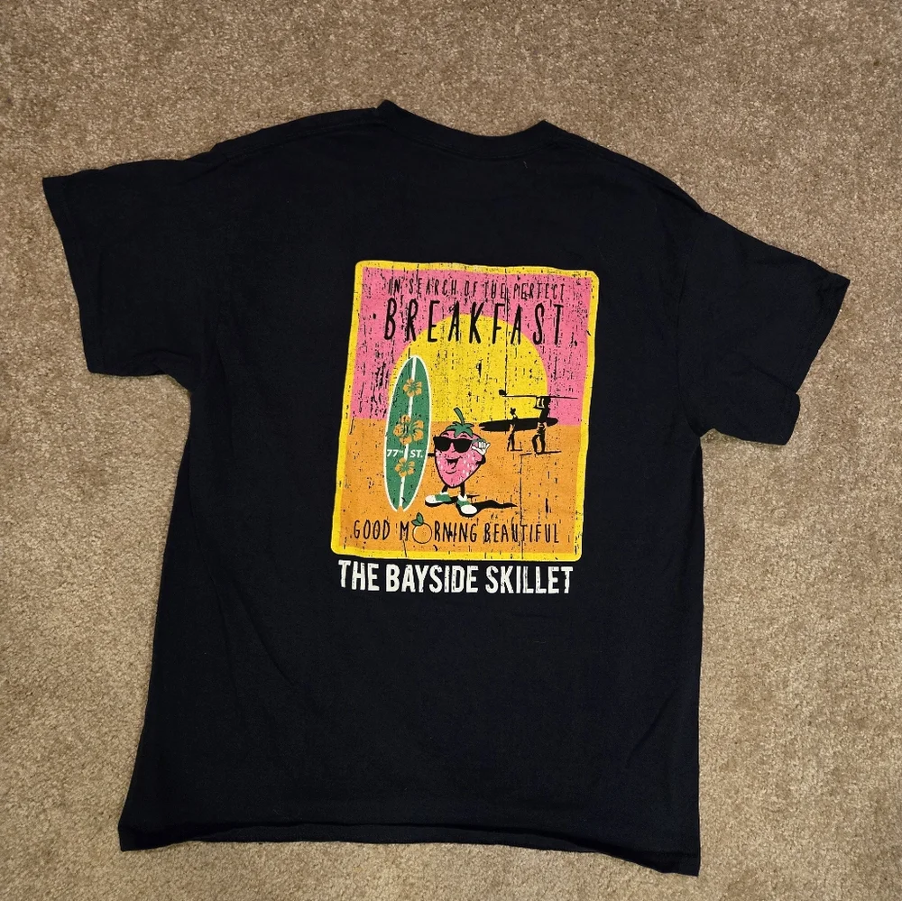 Good Morning Beautiful Black T-Shirt Bayside Skillet Ocean City Maryland - Picture 7 of 8